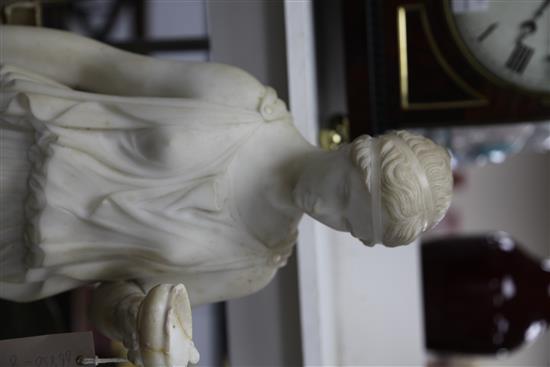 A 19th century carved marble figure of a Grecian woman, 2ft 8in.